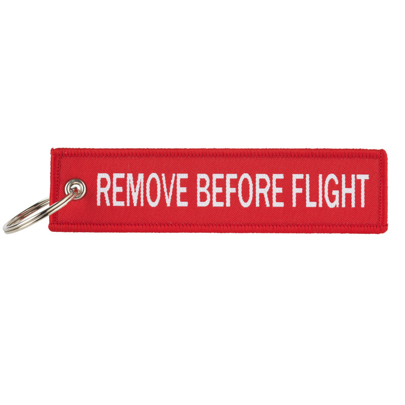 Remove before flight alert red keyring front 2